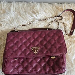 GUESS Quilted Crossbody Bag in Burgundy